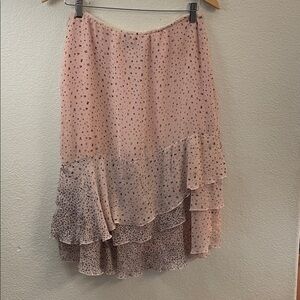 Susan Bristol 100% silk Blush Pink High-Low Ruffle Skirt feminine whimsical 12